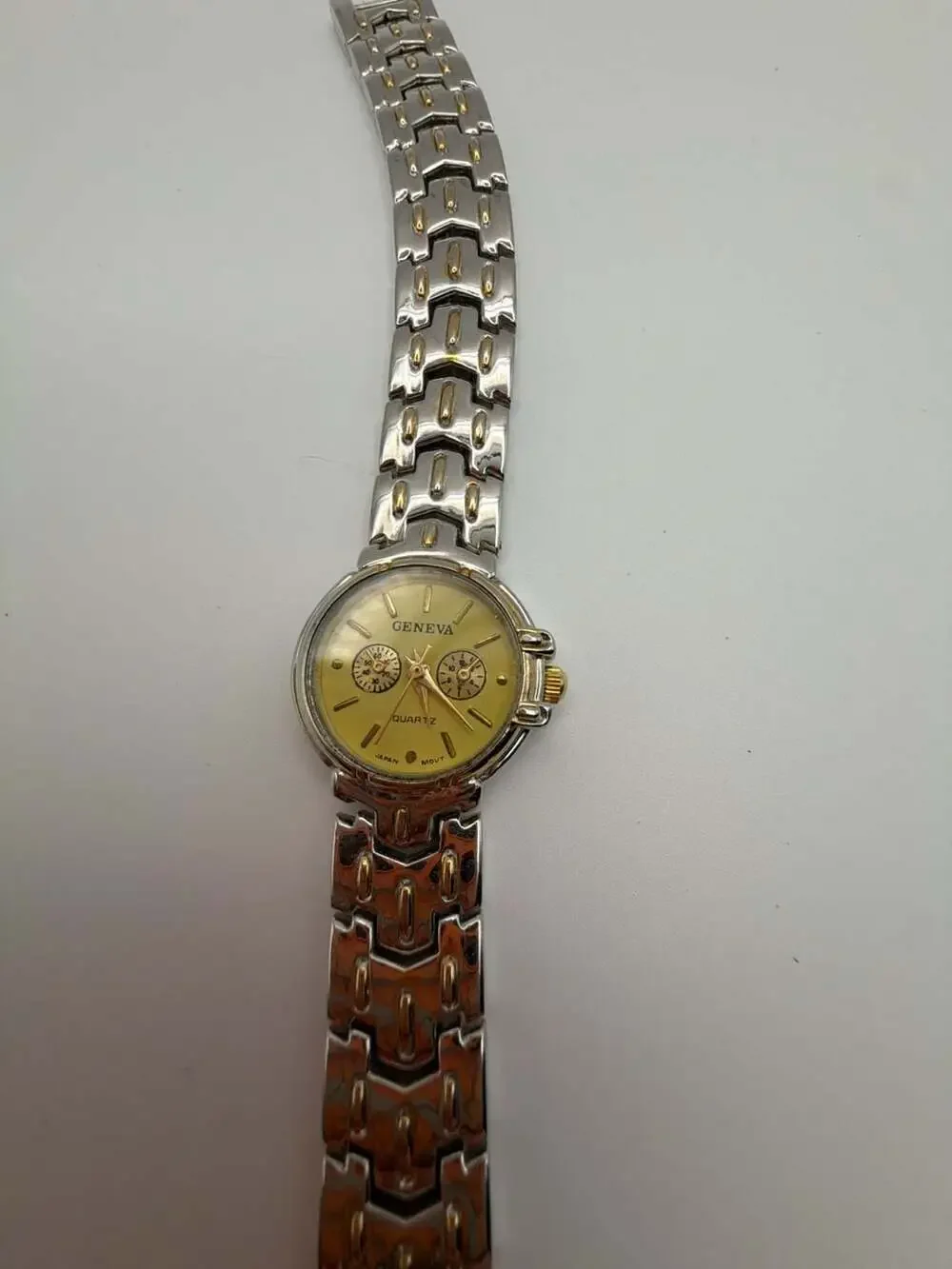 Geneva Two-Tone Quartz Women's Bracelet Watch with Gold Dial